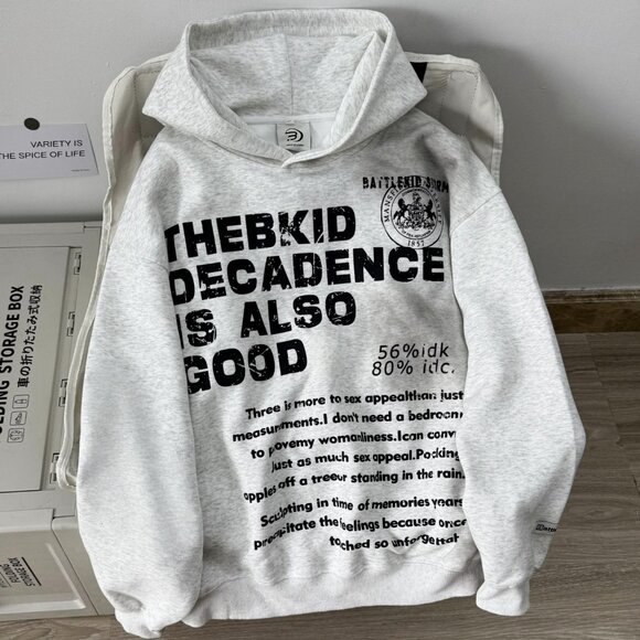 Nuneon Oversized Hoodie Sweatshirt – Vintage Distressed Letter Print